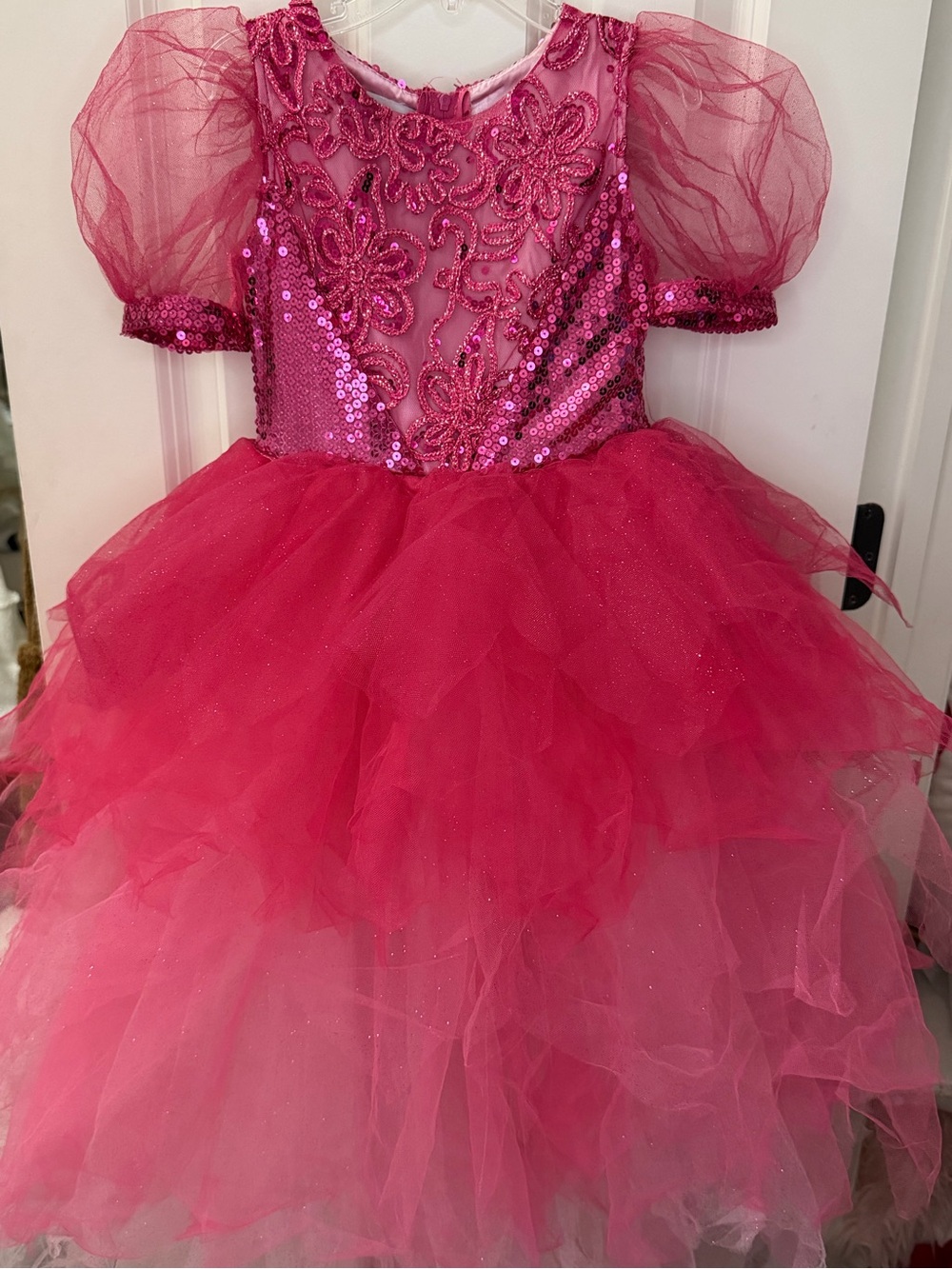 Source Unknown Hot Pink Sequin Tulle Princess Costume Dress